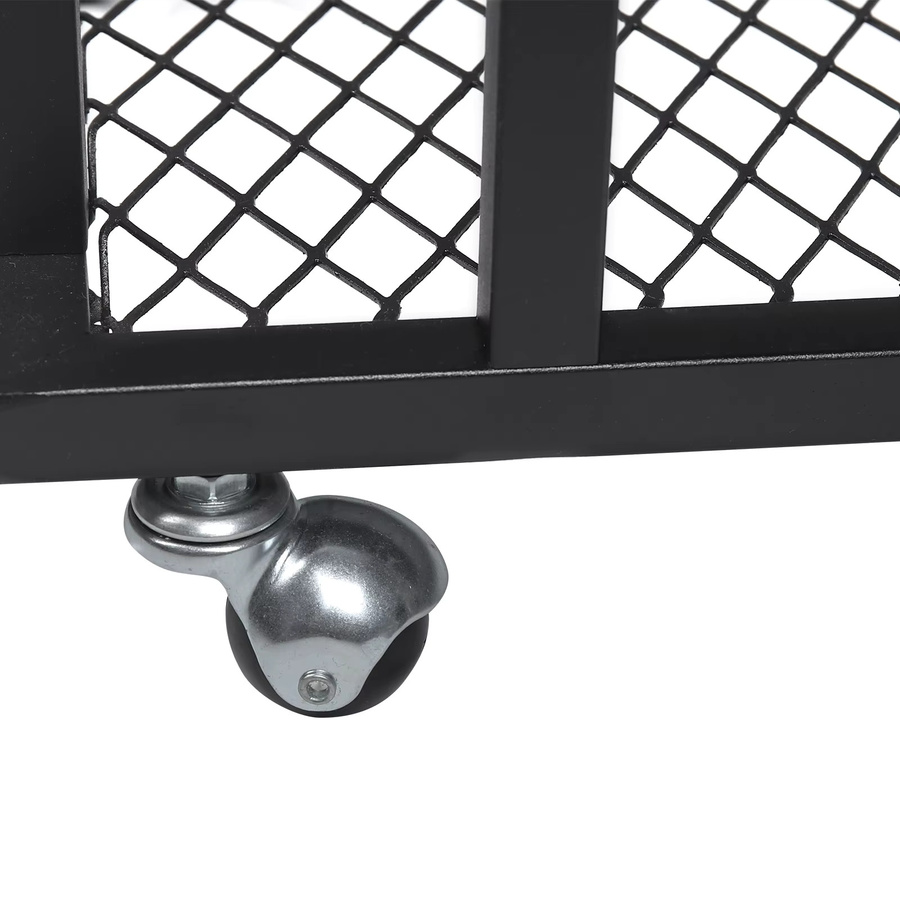 WOLTU C-förmiger Couchtisch im Industrial-Design mit Rollen und Gitter-Ablagefach aus Metall in Matt - Bild 3