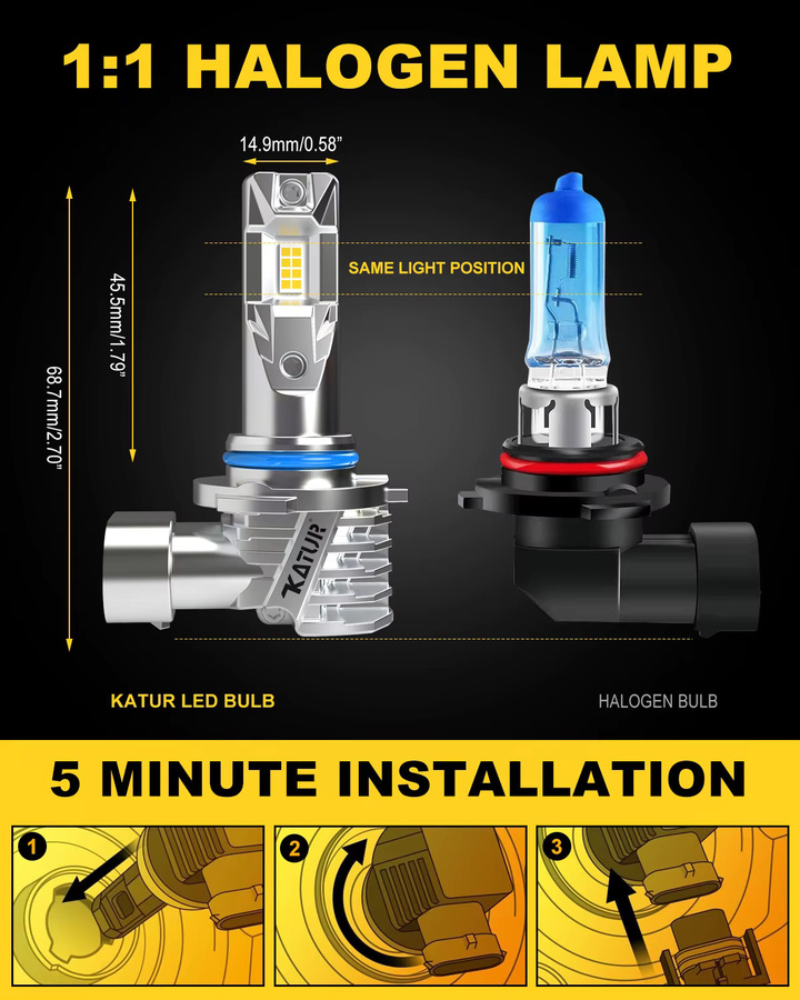 Katur H4 LED Auto Scheinwerfer Lampe mit Canbus, 80W, 16000lm, Weiß, für Chrysler 2011 bis 2016 - Bild 2