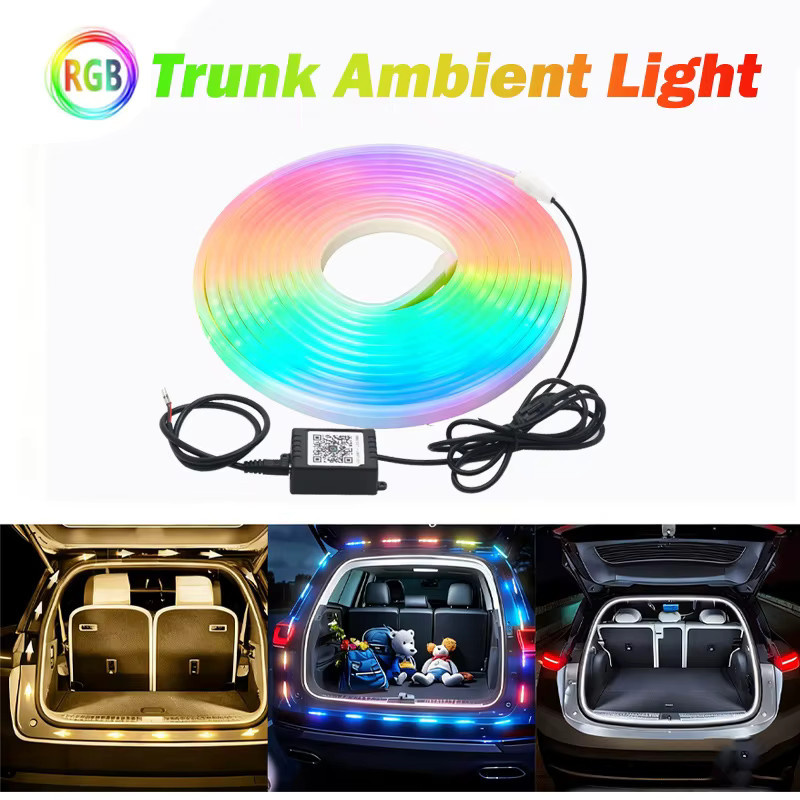 4M RGB LED Auto Innenbeleuchtung mit App-Steuerung, flexible wasserdichte Neon-Flex Ambiente-Lichtleiste für 12V Fahrzeuge, Multicolour - Bild 2