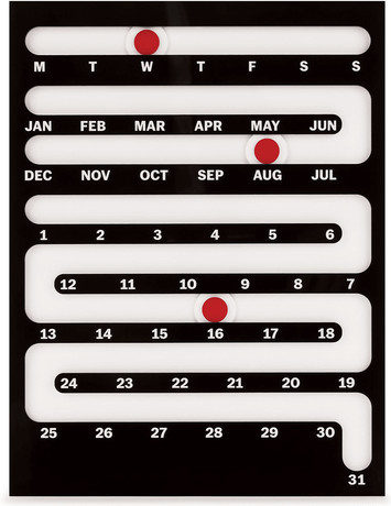 Ewiger Kalender Museum of Modern Art in Schwarz mit geometrischem Design, Wandkalender aus Kunststoff, B/H: 24,0 x 24,0 cm, Tiefe: 2,0 cm - Bild 1