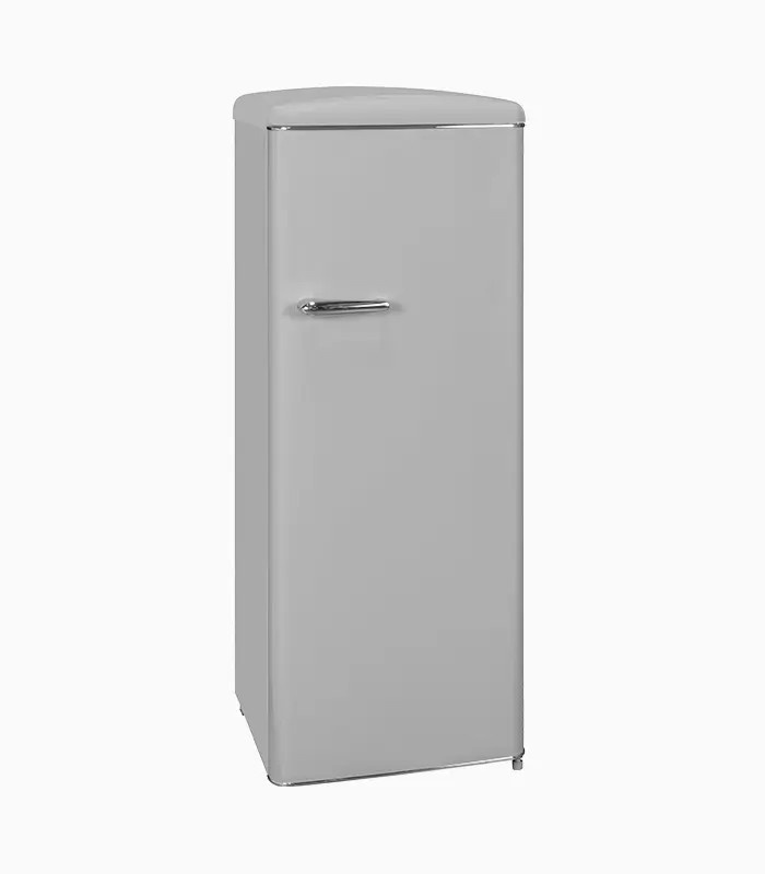 Exquisit RKS325-V-H-160F Retro Vollraumkühlschrank grau, Standgerät mit LED-Innenbeleuchtung und Flaschenregal, B/T/H: 57,5 x 60,0 x 144,0 cm - Bild 2