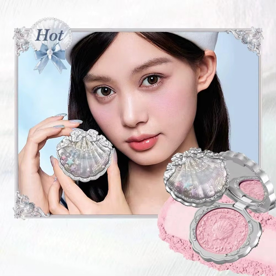 Flower Knows Pearl Shell Shape Velvet Embossed Blush, 01, Matt, Puder - Bild 5