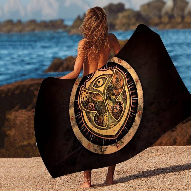 Tomorrowland Musik Mikrofaser Strandtuch Schnelltrocknendes Pool Handtuch aus Polyester, Schwarz, B/H: 80 x 160 cm - Bild 1