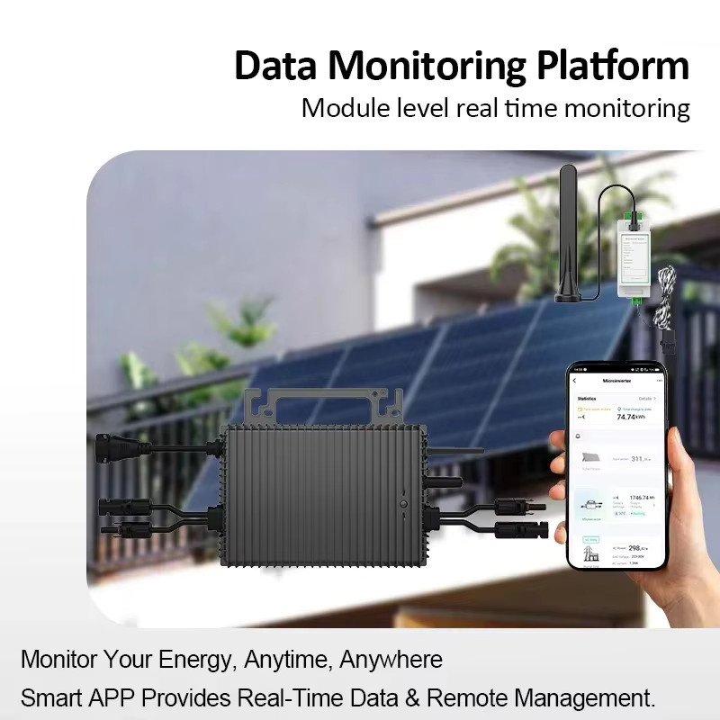 Sukflow Mikrowechselrichter mit 1200W Leistung, MPPT und WiFi-Überwachung, Plug & Play Balkon-Solarsystem, netzgekoppelter Wechselrichter 230V - Bild 3