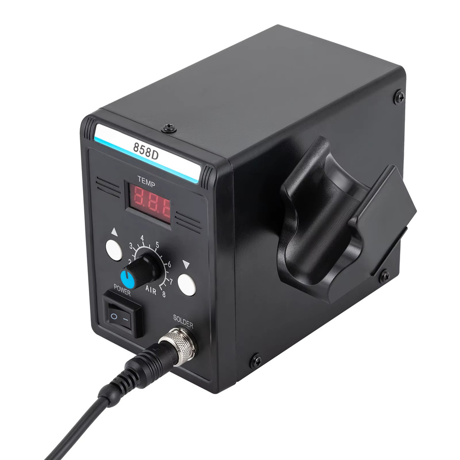 Toolour 858D Lötstation und Heißluftpistolen-Set in Schwarz mit LED-Temperaturanzeige und 100-500 °C Regelung - Bild 5