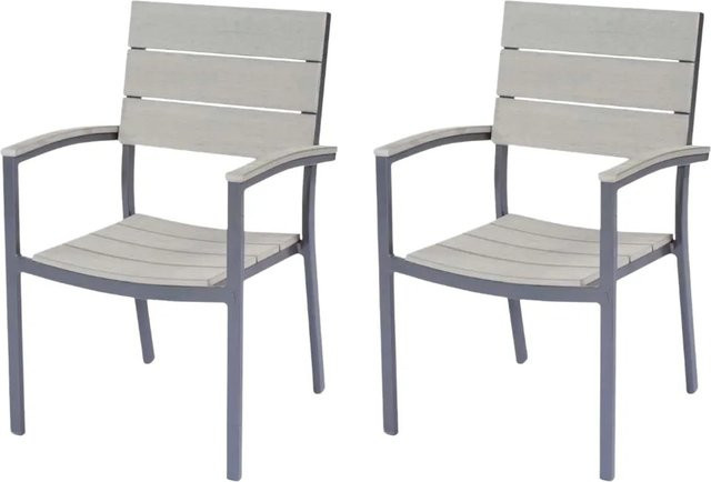 DELUKE Gartenstuhl 2er Set MIRA Stapelstühle aus Kunststoff in Anthrazit, wetterfeste Outdoor Essstühle mit Armlehnen - Bild 1