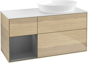 V&B Waschtischunterschrank Finion Wandbeleuchtung in Anthrazit mit Eichenfurnier, Breite: 120 cm, Tiefe: 50,1 cm, Höhe: 50,1 cm - Bild 1