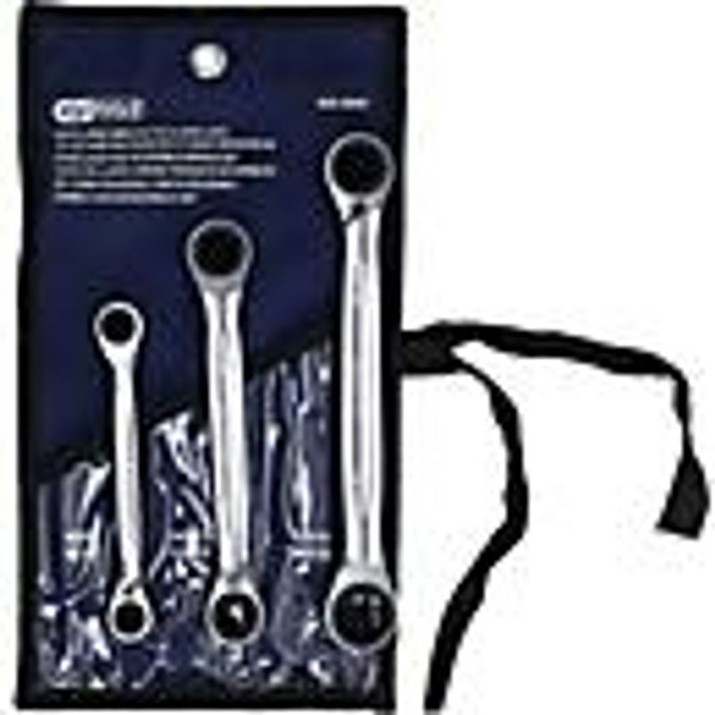 KS Tools GEARplus 4 in 1 umschaltbarer Doppel-Ratschenringschlüssel-Satz, 3-teilig, Silber - Bild 2