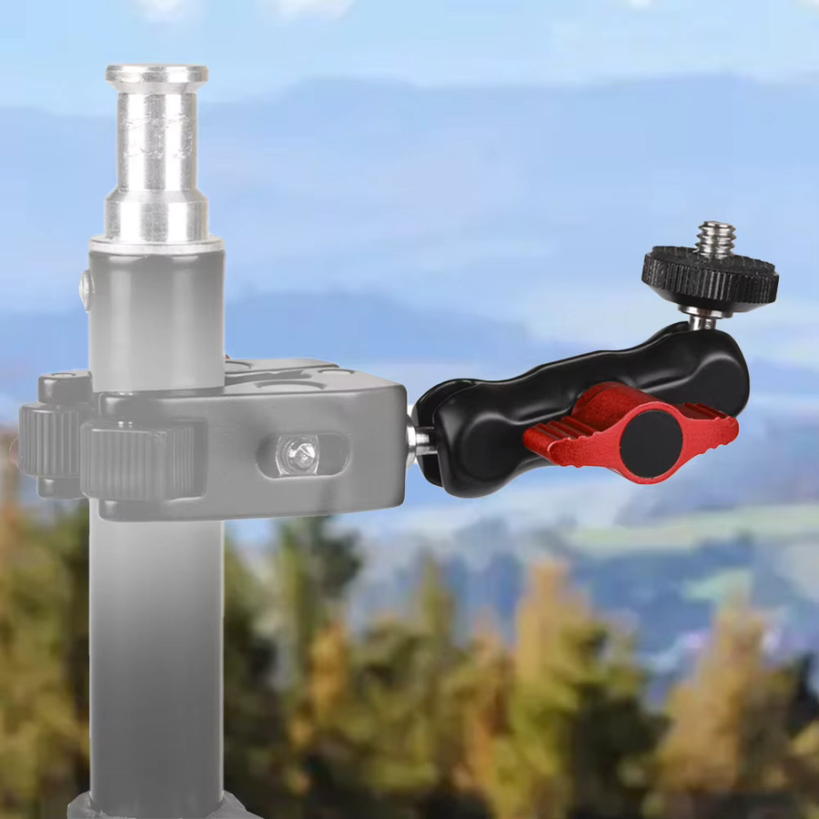 Kugelkopfklemme mit 1/4 Zoll -20 Gewinde und Magischem Arm in Schwarz für GoPro, DSLR-Kameras, Monitore, LED-Lichter und Mikrofone - Bild 3