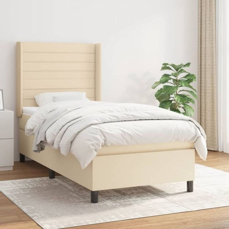 Vidaxl Boxspringbett mit Matratze aus Stoff in Beige, B/B: 80 x 200 cm - Bild 1