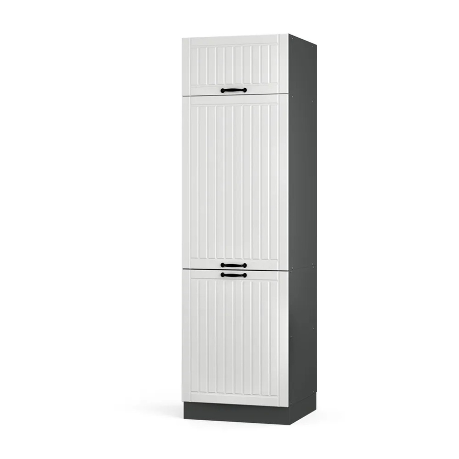 Vicco Kühlumbauschrank Fame-Line Hochschrank für die Küche in Weiß und Anthrazit im Landhausstil, B/T/H: 60 x 58 x 206,8 cm - Bild 2