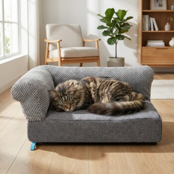 Lucky-Kitty Katzenlounge LUXE Sofa für Katzen in Grau mit abnehmbarem Bezug und Schaumstofffüllung - Bild 2
