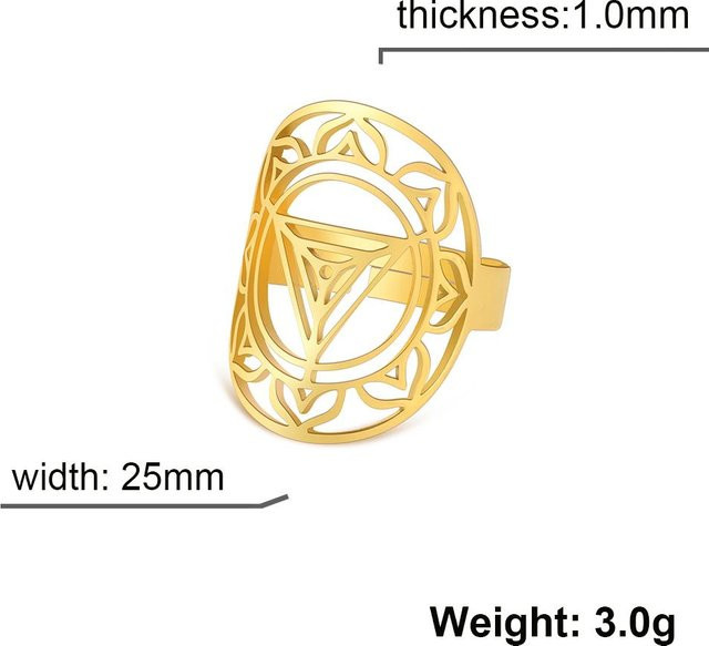 Meditationsring, Edelstahl, Gold, Damen Herren, Verstellbar - Bild 1