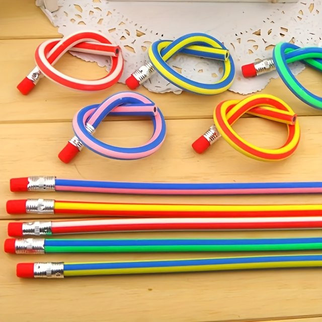 8 Stück Flexible Bleistifte HB in Bunt, Verformbare Plastik-Biegebleistifte für kreatives Journaling und Zeichnen - Bild 1