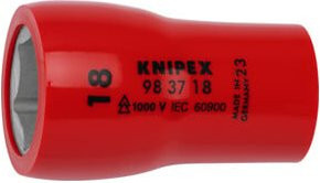 Knipex Steckschlüsseleinsatz für Sechskantschrauben mit Innenvierkant 3/8 Zoll, 49 mm, rot - Bild 1