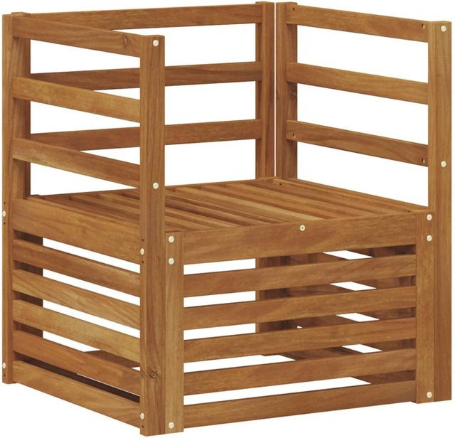 vidaXL Outdoor-Sofagarnitur aus Akazien-Massivholz in Braun und Beige, Set bestehend aus Lounge-Sesseln und Eckelementen, B/T/H: 67 x 63 x 73 cm - Bild 1