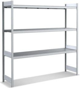 Bito Großfachregal-Set mit 3 Ebenen in Silber, Grundfeld verzinkt, B/T/H: 206,6 x 52,4 x 200,0 cm - Bild 1
