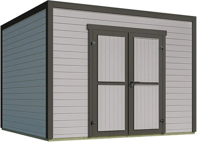 Weka Gartenhaus Batu 3 Log Cabin mit Flachdach in Light Grey, B/T: 300 x 300 cm - Bild 1