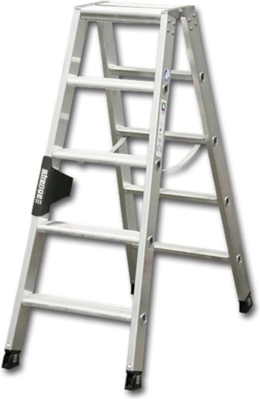 MUNK Aluminium Stufen-Doppelleiter Silber mit 2 x 5 Stufen und 2,75 m Arbeitshöhe - Bild 2