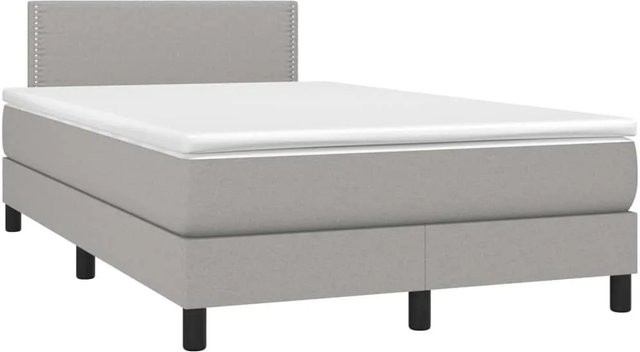 vidaXL Boxspringbett mit Matratze in Hellgrau, Hybridbett mit LED-Unterbettbeleuchtung und USB-Ladeport, B/T/H: 120 x 200 x 78 cm - Bild 1