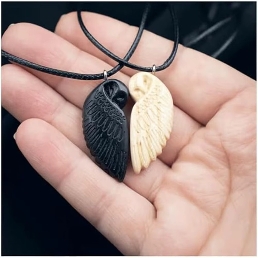 Halskette mit Eulen-Anhänger, Holz, Unisex - Bild 2