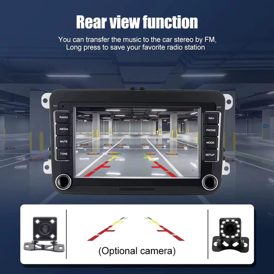 Gearelec 2 DIN Android Autoradio Multimedia-Player mit GPS und WiFi sowie Carplay für VW Volkswagen Skoda Octavia Golf 5 6 Touran Passat B6 Polo Jetta in Schwarz - Bild 4