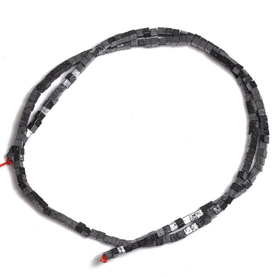 Schwarze Lava Steinperlen, quadratisch, Unisex - Bild 2