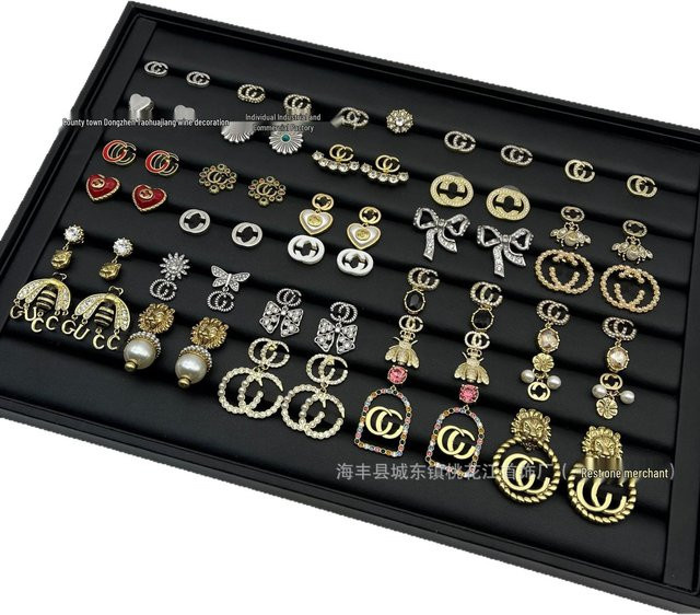 Gu Jia G Haus Ohrstecker, Diamantbesetzt, Messing, Damen - Bild 1