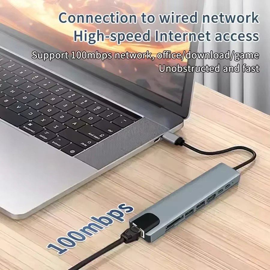 GGBEE 8-in-1 USB-C Dockingstation mit HDMI, RJ45 Ethernet, SD/TF-Slot und USB 3.0/2.0 für MacBook und Laptops - Bild 6