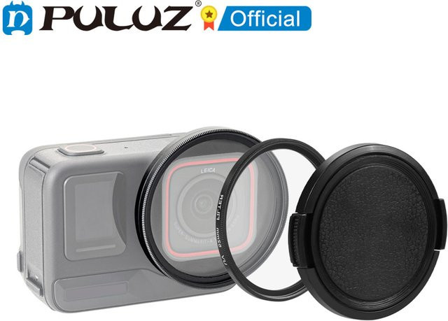 PULUZ UV-Objektivfilter-Adapterring mit Objektivabdeckung für Insta360 Ace Pro und Insta360 Ace Pro 2, 52 mm, Schwarz - Bild 1