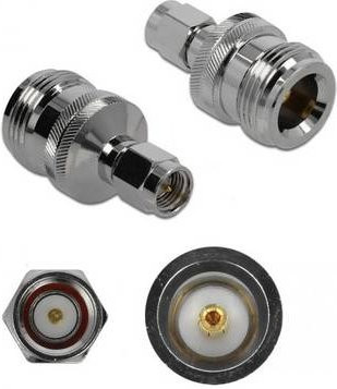 Delock 89960 N-Adapter mit N-Buchse und SMA-Stecker in Silber - Bild 1