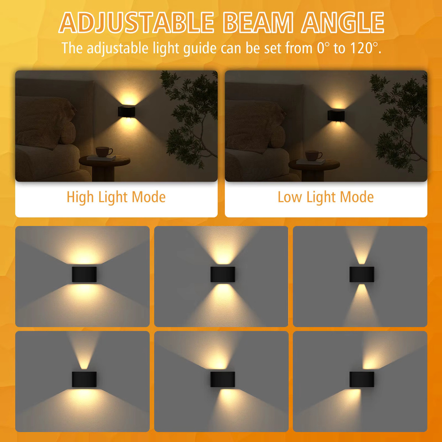 T-SUNRISE Wiederaufladbare LED-Wandleuchte in Schwarz mit Bewegungssensor und Fernbedienung, Warmweiß, Up-and-Down Licht für den Innenbereich - Bild 6