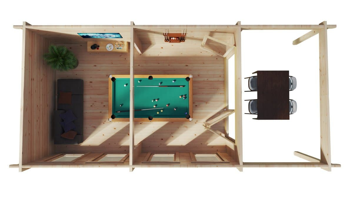 Modernes Gartenhaus David 1 aus Holz mit Vordach, Maße: B: 8 m, T: 4 m - Bild 2