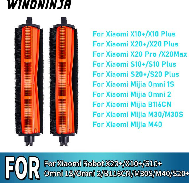 WINDNINJA Anti-Verhedderungs-Rollenbürste für Xiaomi Omni 1S B116 X20+ X20 Plus X10+ X10plus S20+ S10+ M40 M30 M30S Ersatzteil Zubehör in Orange - Bild 1