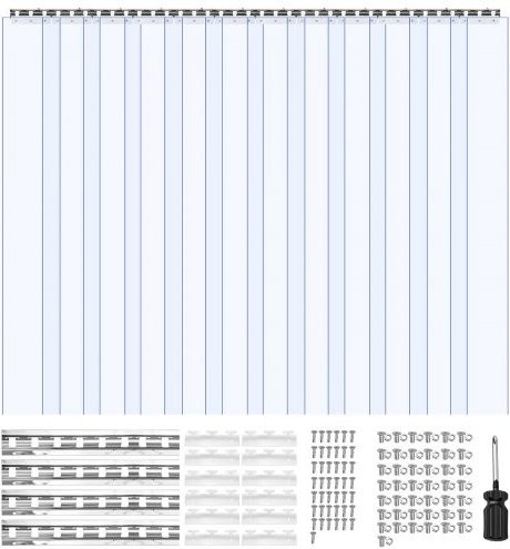 VEVOR VC-Streifenvorhang aus transparentem Kunststoff, 14er-Pack, B: 244 cm, H: 240 cm, Dicke: 2 mm - Bild 1