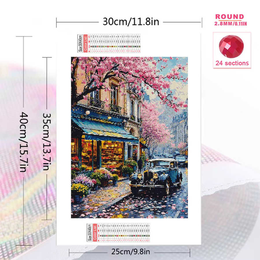 EverShine Diamant-Stickerei 5D Straßenlandschaft mit Kirschblüten als Wandkunst in Mehrfarbig - Bild 2