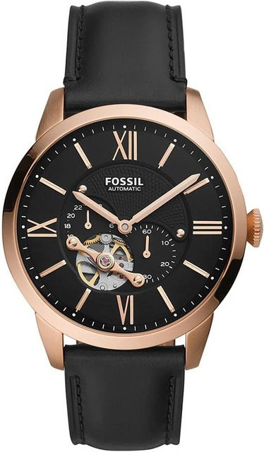 Fossil Armbanduhr, Quarz, Edelstahl, Leder, Schwarz, Herren - Bild 1