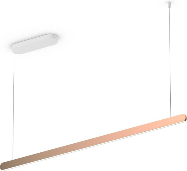 Occhio Mito linear volo 140 up LED-Pendelleuchte in Weiß matt mit Rose Gold Kopf und Occhio air Modul für die Tischbeleuchtung - Bild 1