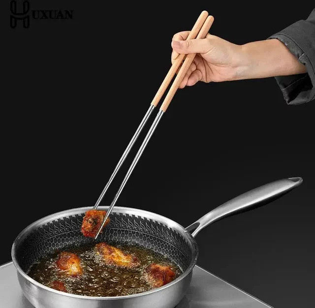 Wiederverwendbare Essstäbchen aus poliertem Edelstahl in Silber für Hot Pot und Nudeln - Bild 1