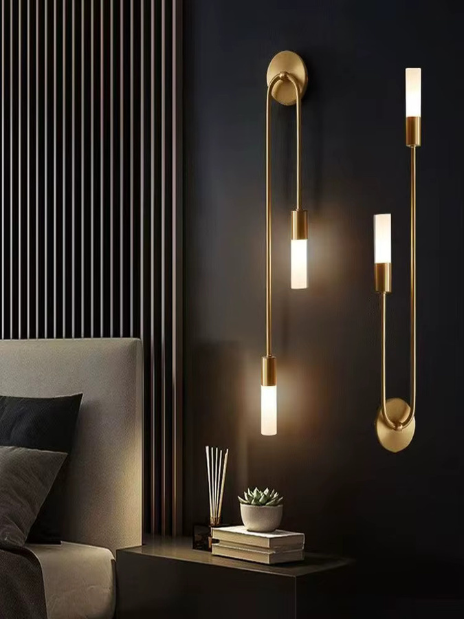 OSABO Nordische LED-Wandleuchte in Gold/Messing mit G9-Glühbirne für Innenbereich, Schlafzimmer, Küche und Flur - Bild 2