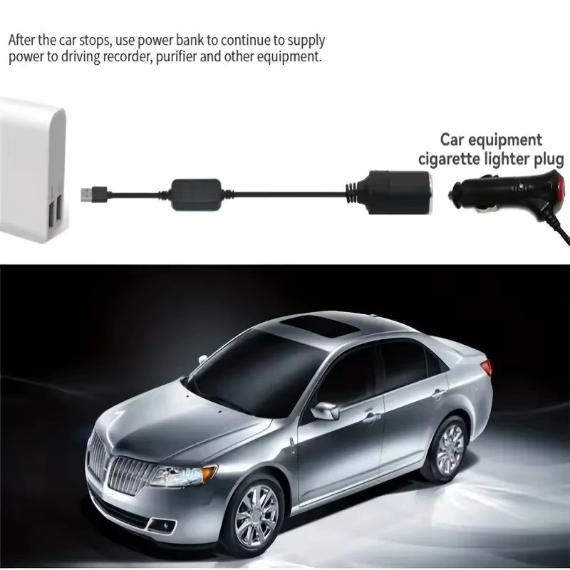 BSN USB zu 12V Zigarettenanzünder-Adapter Konverter mit USB-A Anschluss, Schwarz - Bild 3