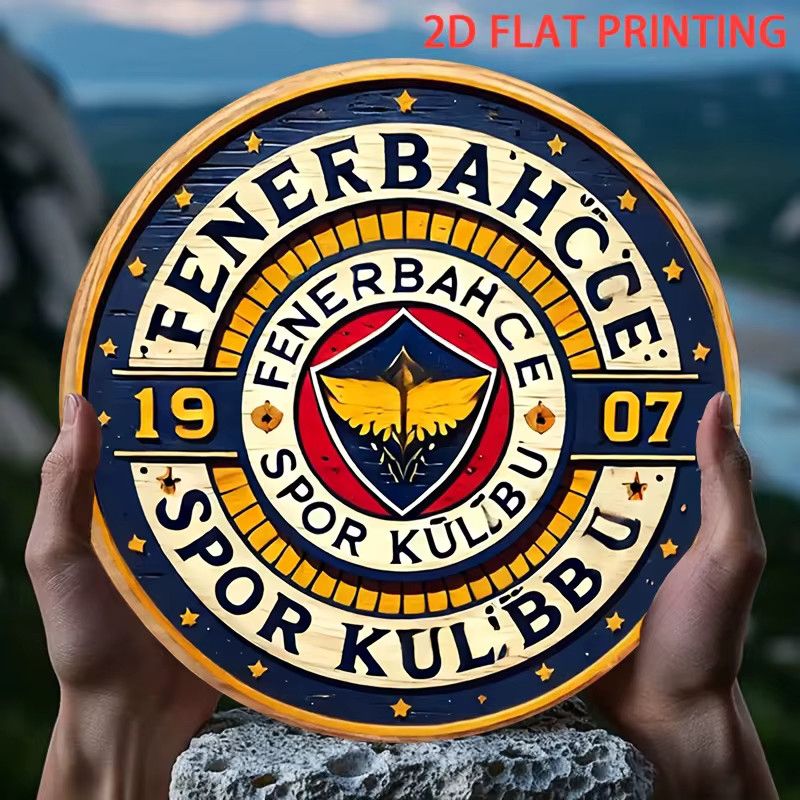 Dekoratives Wandschild mit Fenerbahce Sports Club-Logo von Potdemiel, rundes Metall-Wandkunst im Vintage-Stil, Durchmesser: 19,81 cm, Multicolor - Bild 4