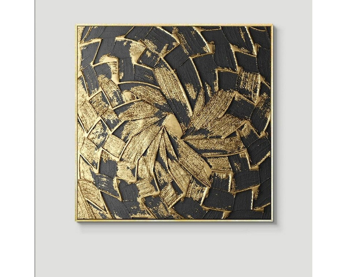 TPFLiving Kunstdruck Leinwand Nordic Art Abstrakte Quadrate in Schwarz und Gold, B/B/B: 30 x 30 x 0 cm - Bild 1