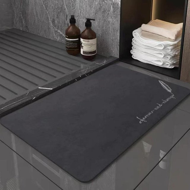 Saugfähige Kieselalgen-Schlammmatte für das Badezimmer von Yiran Furniture, grau, B/T: 60 x 40 cm - Bild 1