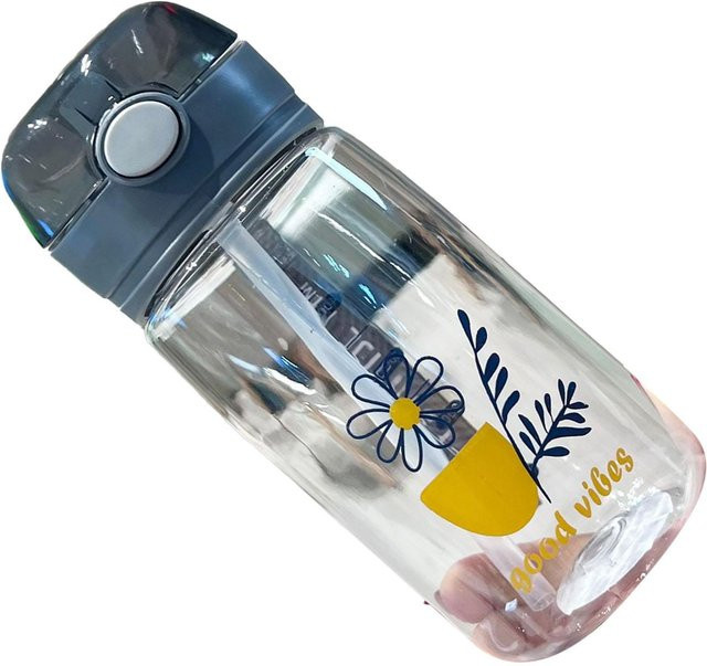 Fishine Trinkflasche mit Strohhalm aus hitzebeständigem Kunststoff, Grau/Transparent, 520 ml - Bild 1