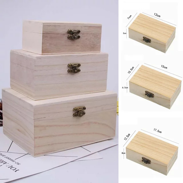 LEENKEA Holz Aufbewahrungsbox aus Massivholz, Rechteckige Klappbare Schmuckbox und Organizer in Braun - Bild 1