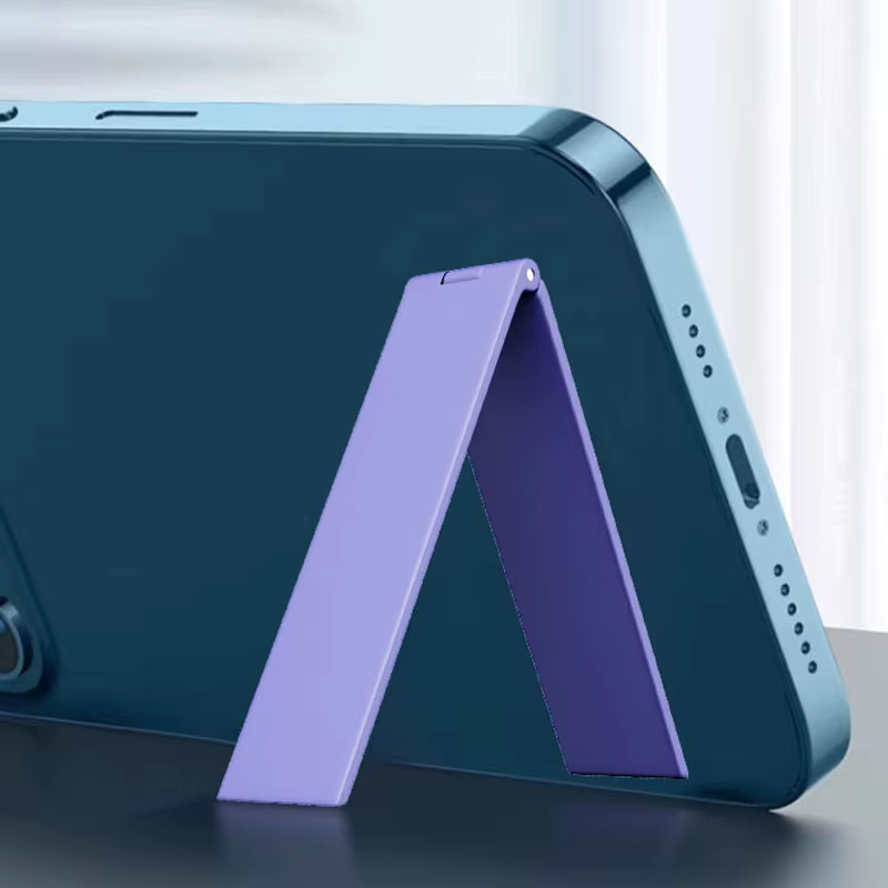QGhappy Faltbare Handyhalterung aus Metall in Blau, Kompakter ultradünner Schreibtischständer für dein iPhone - Bild 4
