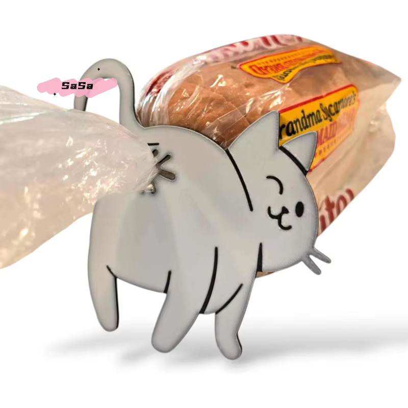 2 Stück YOWEI 3D Katzen-Hintern Brotbeutel-Clips aus Kunststoff in Grau zur Lebensmittelaufbewahrung - Bild 2