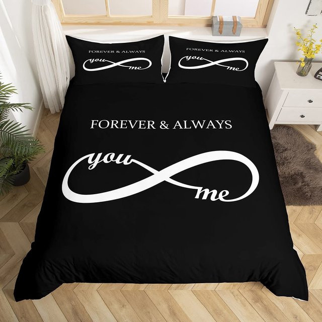 Personalisierte Bettwäsche mit Namen von Lodestar, Set aus Bettbezug und Kissenbezug in Schwarz, B/H: 180 x 210 cm - Bild 1