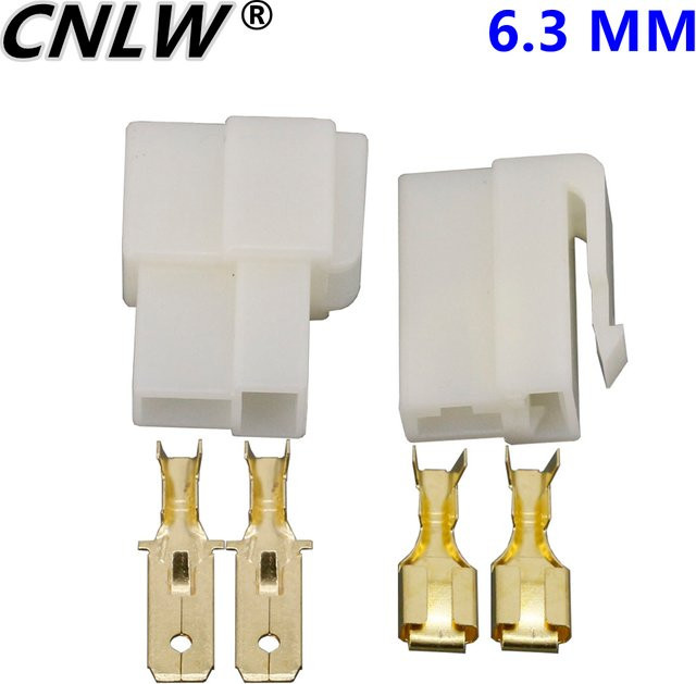 YUEQINGLIAOWANG Elektrisches Stecker Kit mit 6,3mm 2Pin DJ7021-6,3-11/21 Kabel Terminals in Weiß für Auto, Motorrad und E-Bike - Bild 1